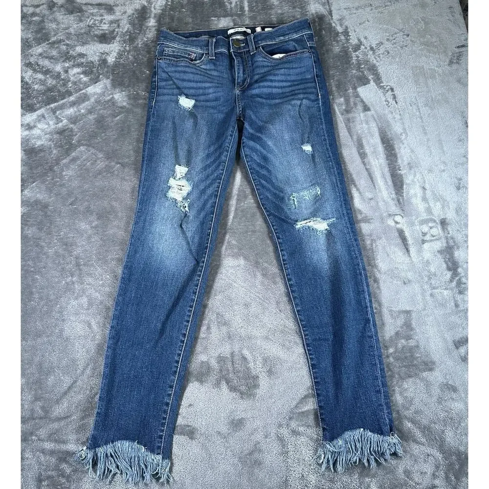 SP Black Label‎ Jeans Women's 29 Blue Mid-rise Skinny Distressed Raw Hem Pants